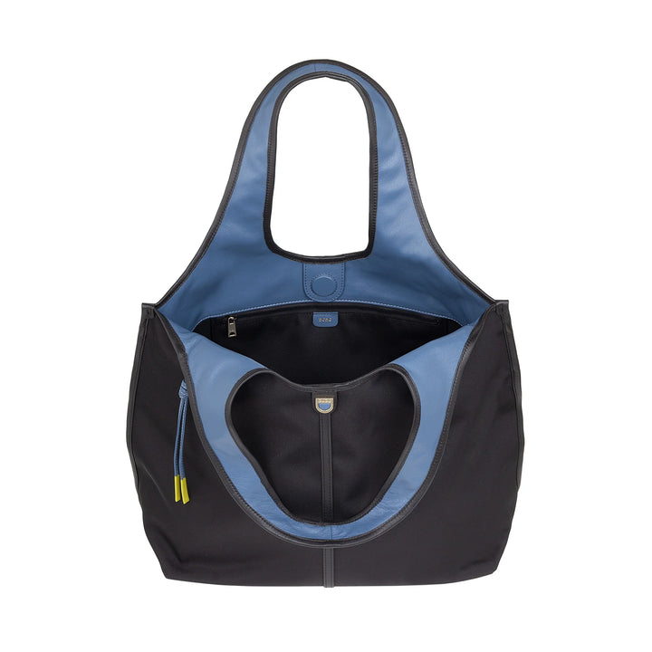 DUDU Borsa Donna a Mano a Tracolla Grande in Nylon e Pelle – Shopper Leggera con Tracolla Regolabile e Chiusura Magnetica