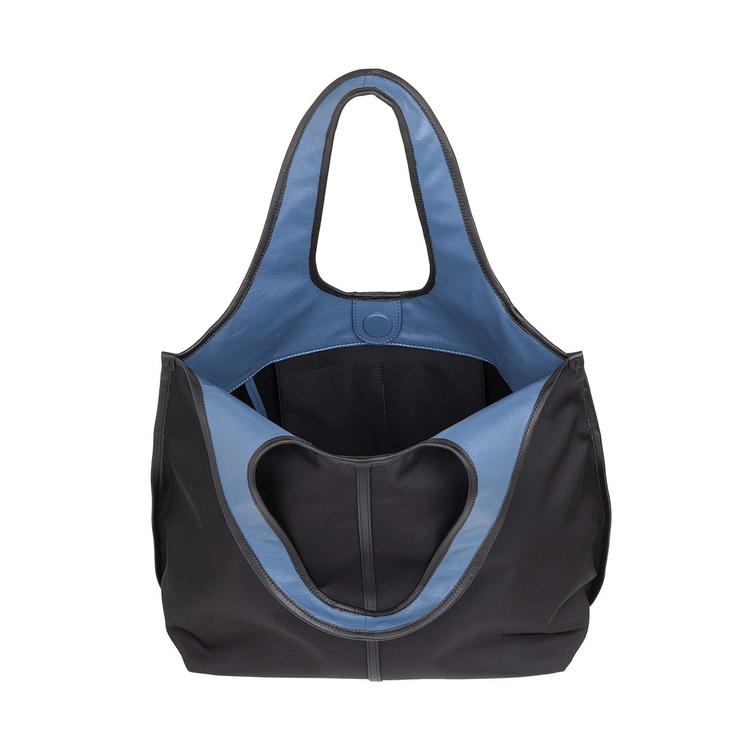 DUDU Borsa Donna a Mano a Tracolla Grande in Nylon e Pelle – Shopper Leggera con Tracolla Regolabile e Chiusura Magnetica