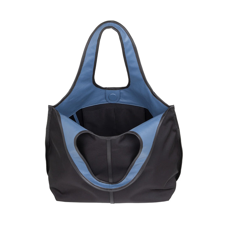 DUDU Borsa Donna a Mano a Tracolla Grande in Nylon e Pelle – Shopper Leggera con Tracolla Regolabile e Chiusura Magnetica