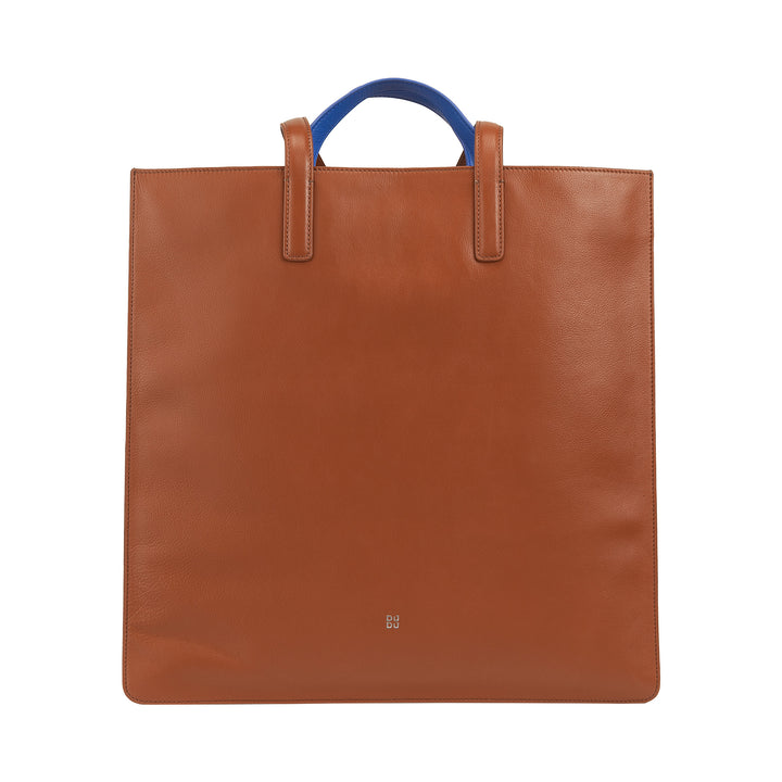 DUDU grote zachte damestas, boodschappentas van gekleurd leer, dubbele handvatten, elegante schoudertas, grote handtas