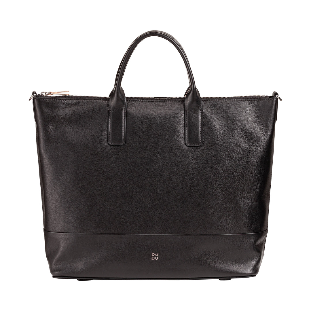 DUDU Sac à bandoulière élégant pour femme en cuir véritable, sac à main avec deux poignées et fermeture éclair