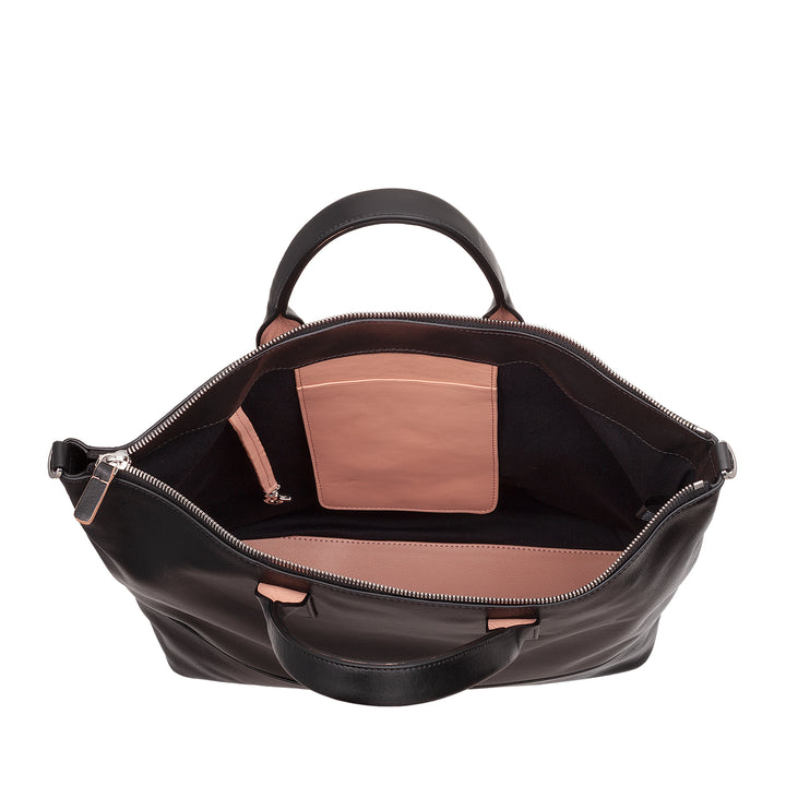 DUDU Sac à bandoulière élégant pour femme en cuir véritable, sac à main avec deux poignées et fermeture éclair