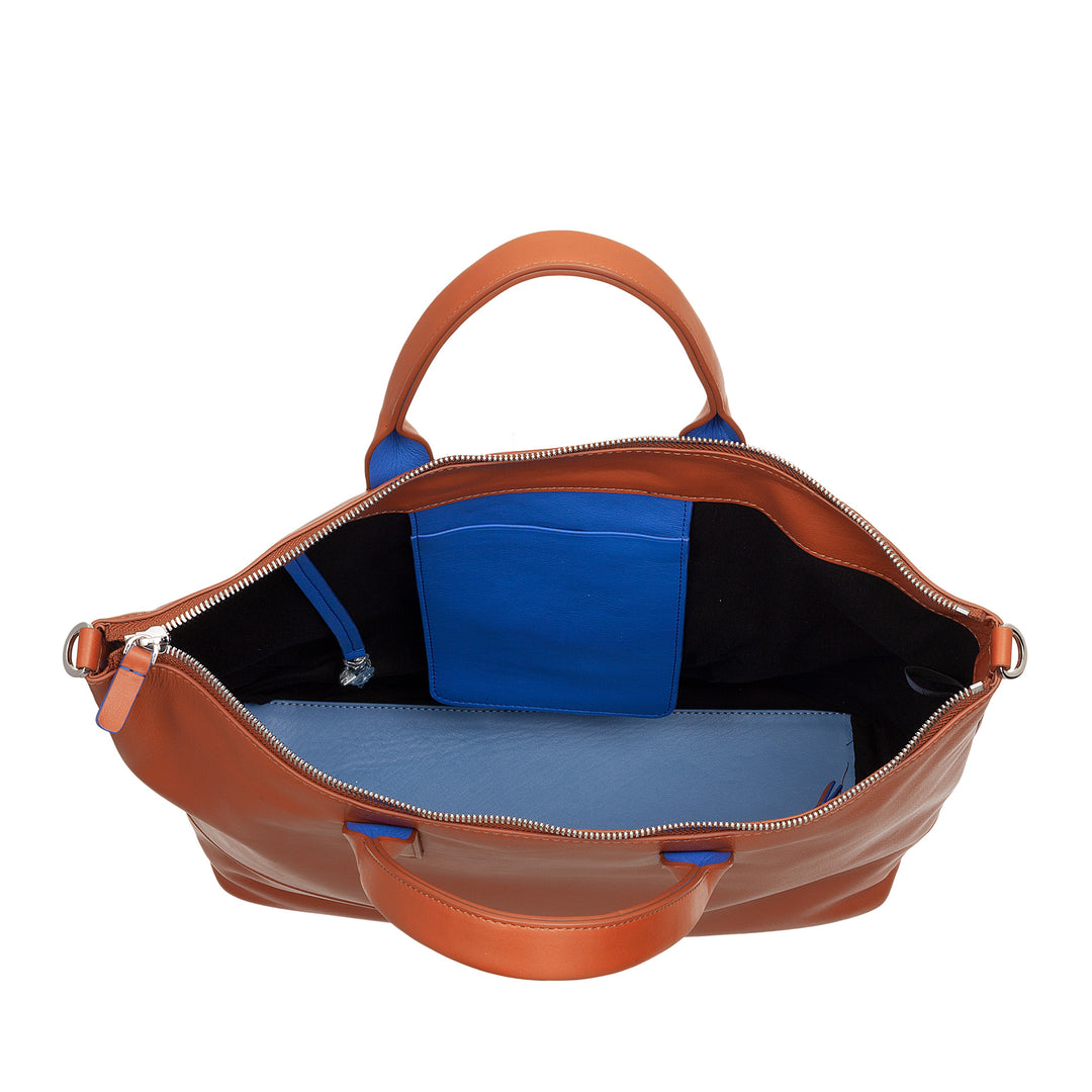 DUDU Borsa a Tracolla Spalla Elegante Donna in Vera Pelle, Borsa a Mano con Due Manici e Cerniera Zip