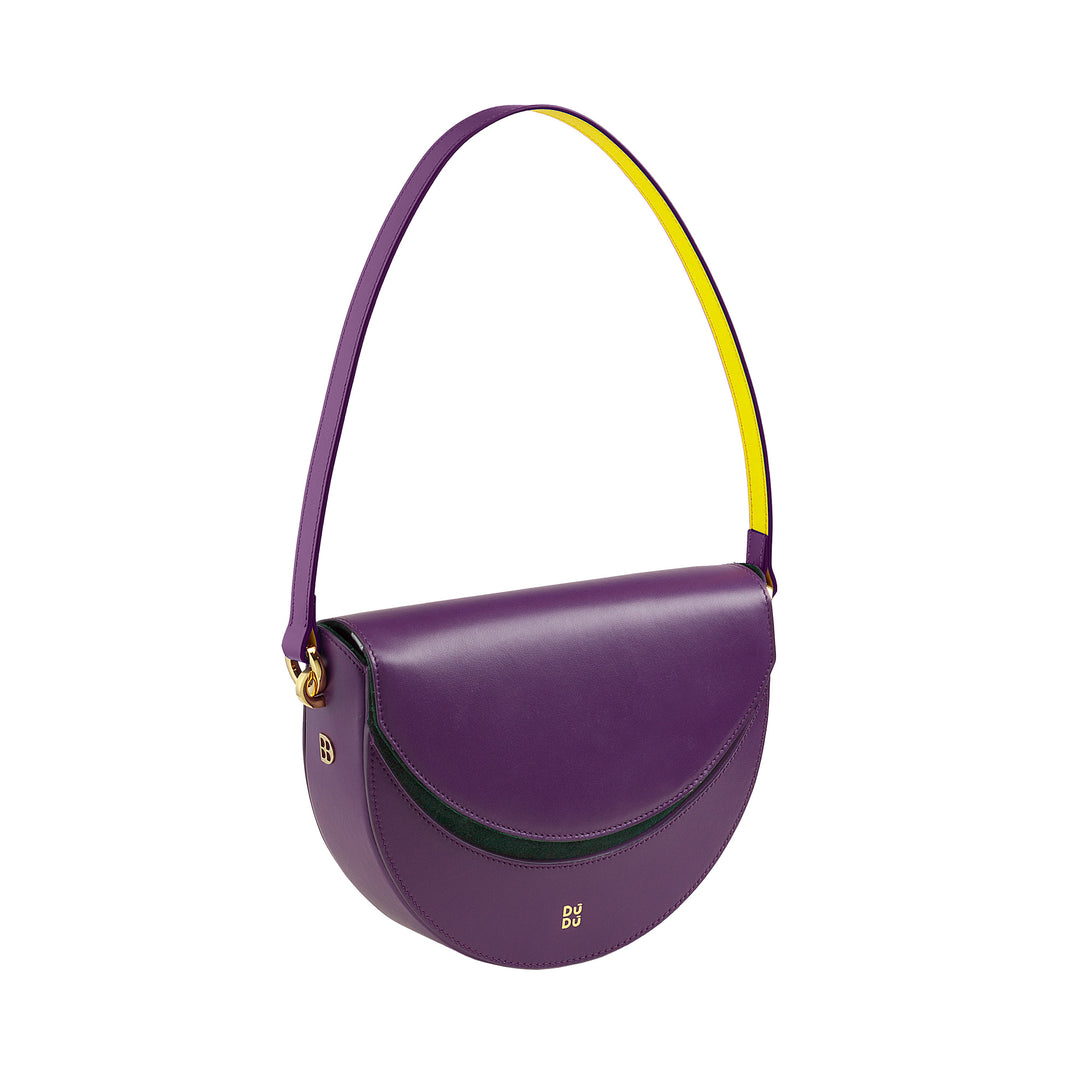 Γυναικεία τσάντα ώμου DUDU από γνήσιο δέρμα, άκαμπτο μισοφέγγαρο, κατασκευής Ιταλίας, τσάντα χειρός με πτερύγιο και διπλό λουράκι ώμου, μαγνητικό κλείσιμο