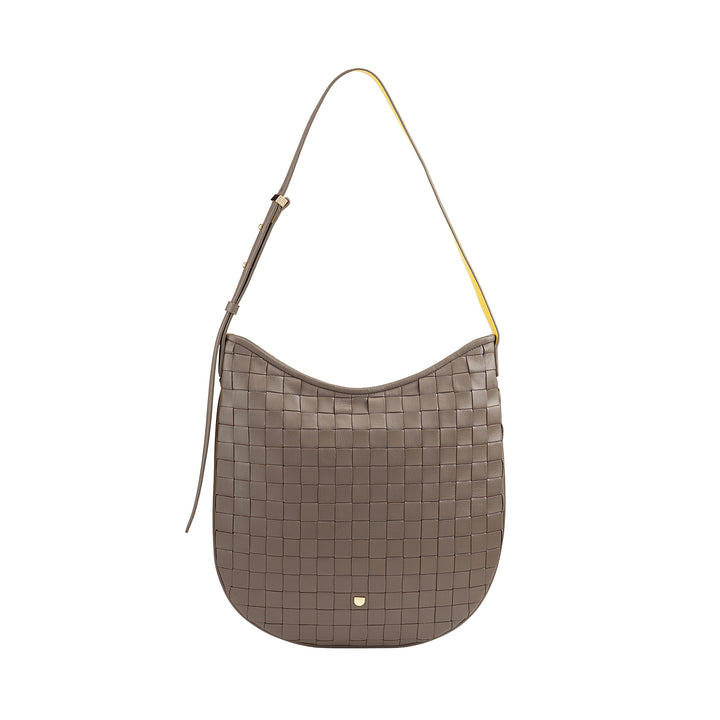 DUDU Women's Shoulder Bag in Woven Leather - Elegant Hobo Bag with Zip, Genuine Leather Shoulder Bag with Adjustable Handle and Roomy Interior