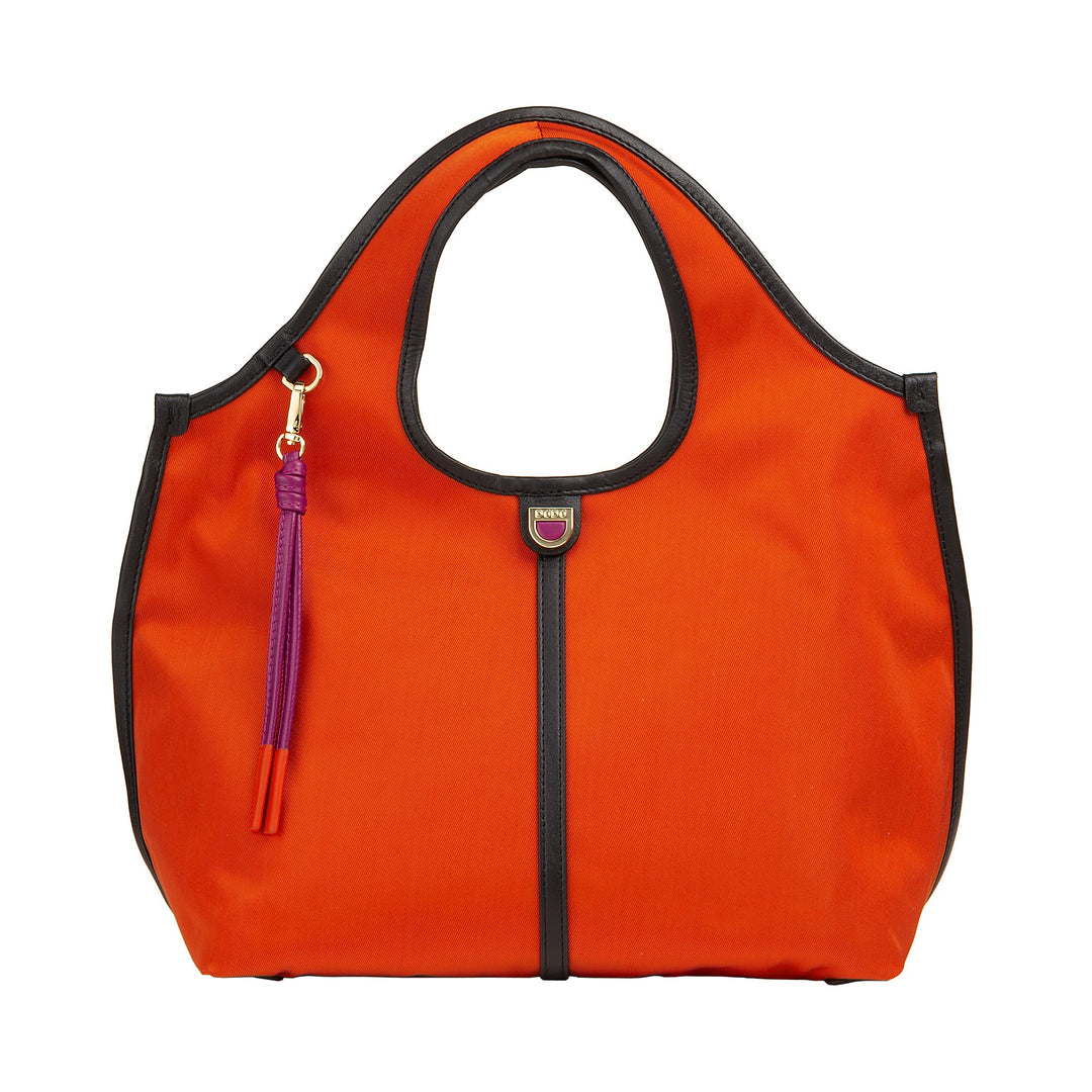 Bolsa feminina de ombro pequena DUDU em nylon e couro – Shopper leve com alça de ombro ajustável e fecho magnético