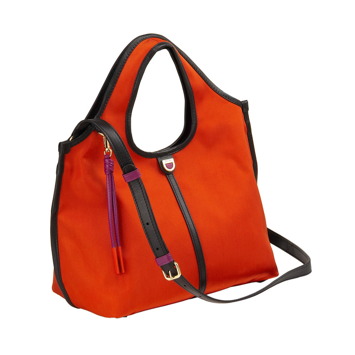 Bolsa feminina de ombro pequena DUDU em nylon e couro – Shopper leve com alça de ombro ajustável e fecho magnético