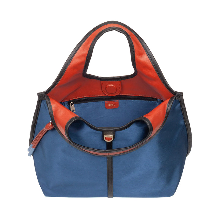 Bolsa feminina de ombro pequena DUDU em nylon e couro – Shopper leve com alça de ombro ajustável e fecho magnético