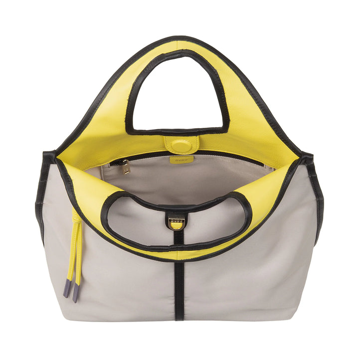 DUDU Borsa Donna a Mano a Tracolla Piccola in Nylon e Pelle – Shopper Leggera con Tracolla Regolabile e Chiusura Magnetica