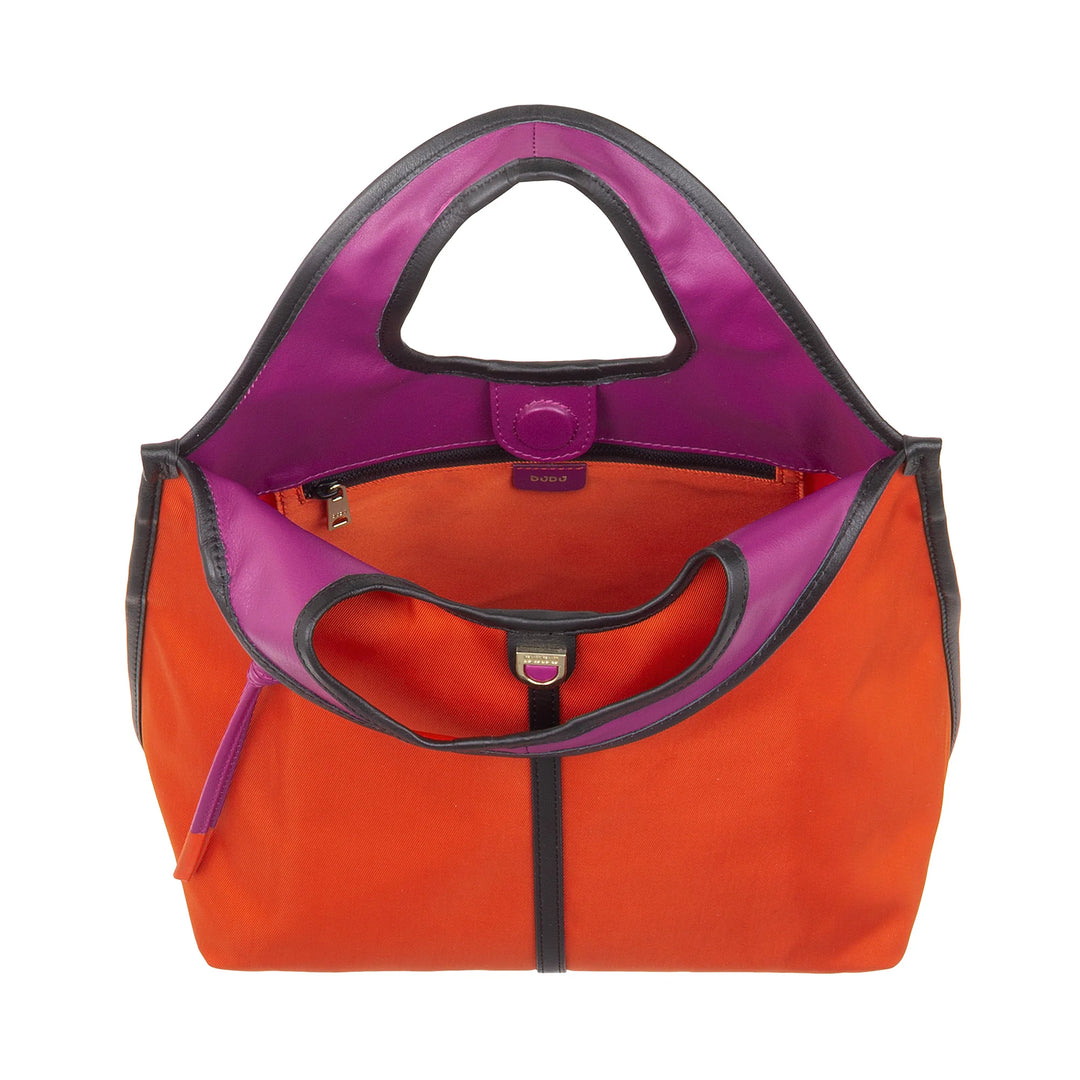 Bolsa feminina de ombro pequena DUDU em nylon e couro – Shopper leve com alça de ombro ajustável e fecho magnético