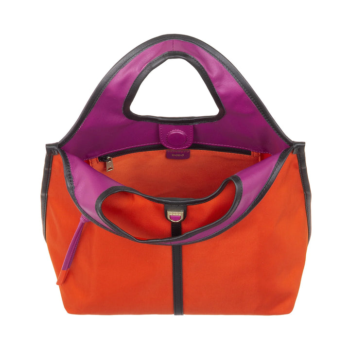 Bolsa feminina de ombro pequena DUDU em nylon e couro – Shopper leve com alça de ombro ajustável e fecho magnético