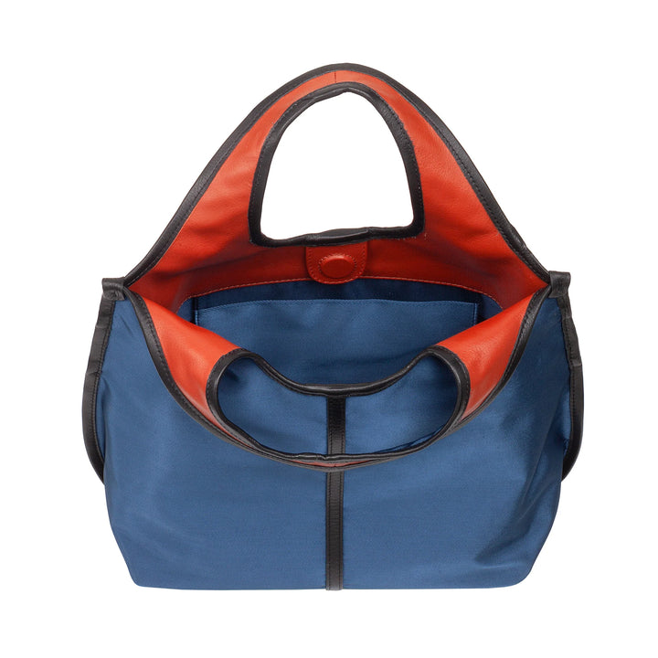 Bolsa feminina de ombro pequena DUDU em nylon e couro – Shopper leve com alça de ombro ajustável e fecho magnético