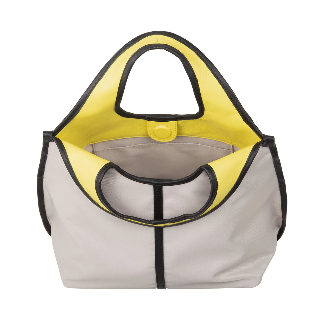 DUDU Borsa Donna a Mano a Tracolla Piccola in Nylon e Pelle – Shopper Leggera con Tracolla Regolabile e Chiusura Magnetica