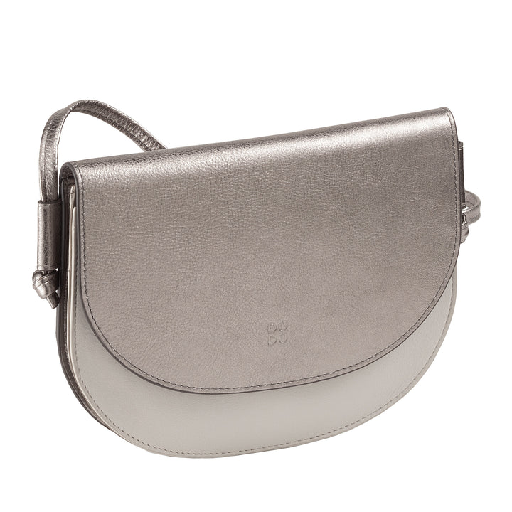 DUDU Borsa a Tracolla Donna Piccola in Pelle, Borsetta Design Sottile Compatta con Chiusura a Bottone, Tracolla Regolabile