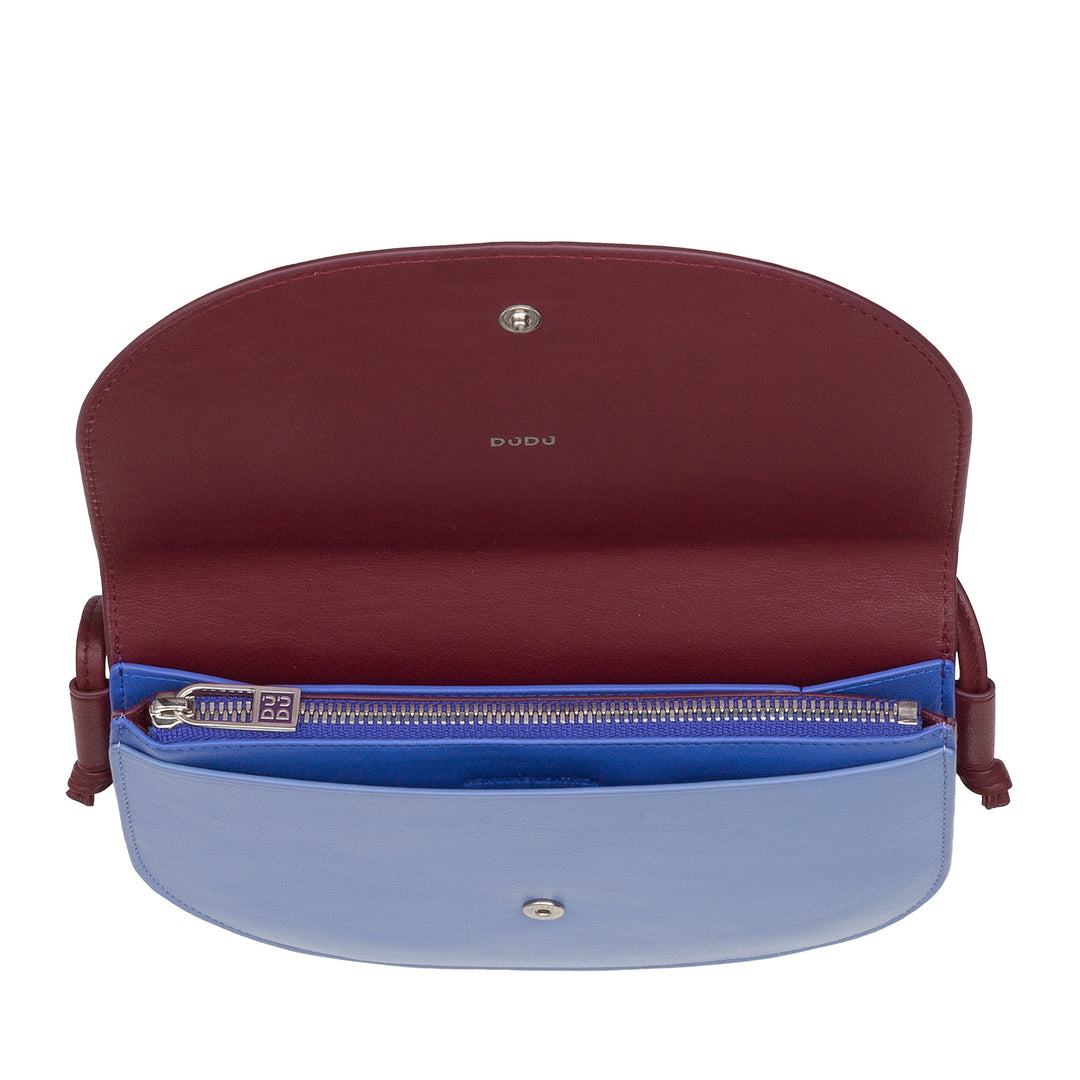 DUDU Small Women's Leather Shoulder Bag, Slim Compact Design Handbag with Button Closure, Adjustable Shoulder Strap