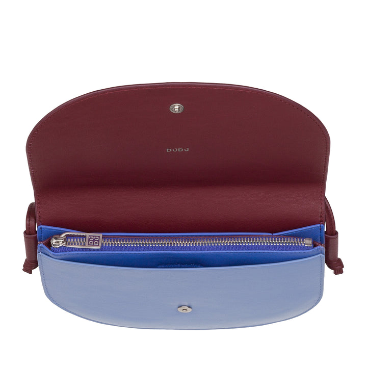 DUDU Small Women's Leather Shoulder Bag, Slim Compact Design Handbag with Button Closure, Adjustable Shoulder Strap