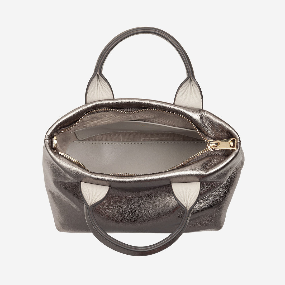 Bolsa de ombro feminina pequena DUDU em couro genuíno, mini bolsa de noite elegante, 22 x 13 cm, alças duplas, alça de ombro em corrente, fecho de correr