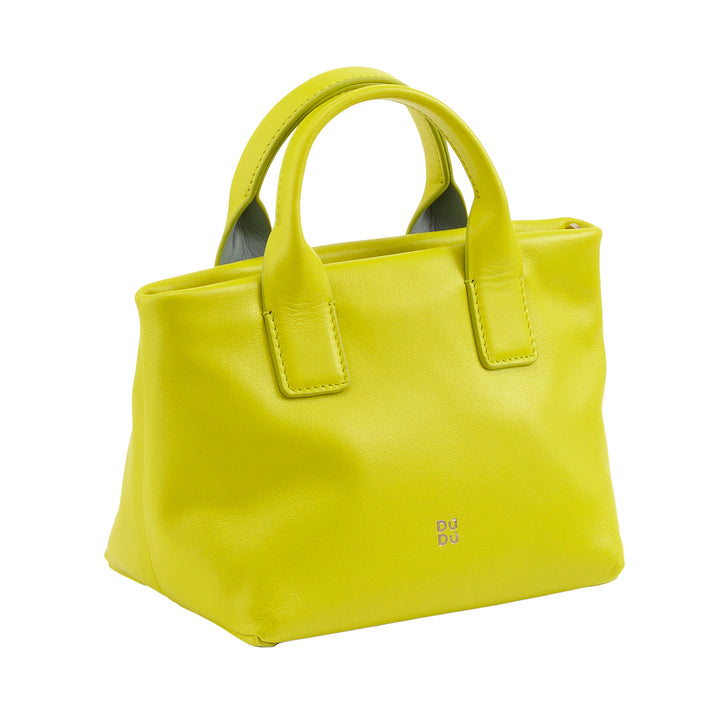 DUDU Μικρή γυναικεία τσάντα ώμου από γνήσιο δέρμα, κομψή βραδινή μίνι τσάντα, 22 x 13 cm, διπλές λαβές, λουράκι ώμου με αλυσίδα, κλείνει με φερμουάρ