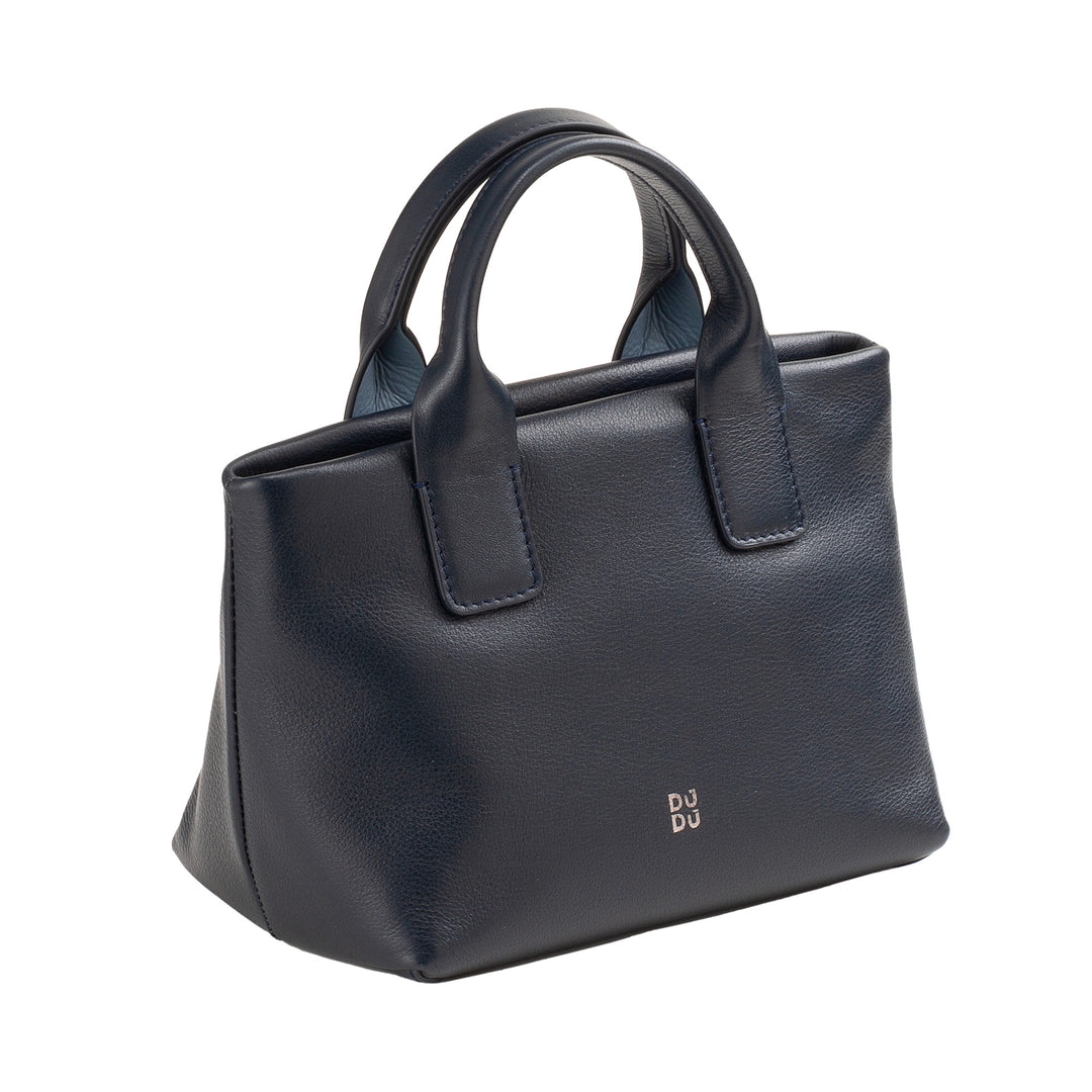 DUDU kleine damesschoudertas van echt leer, elegante avondminitas, 22 x 13 cm, dubbele handvatten, kettingschouderriem, ritssluiting