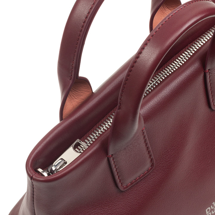 DUDU kleine damesschoudertas van echt leer, elegante avondminitas, 22 x 13 cm, dubbele handvatten, kettingschouderriem, ritssluiting