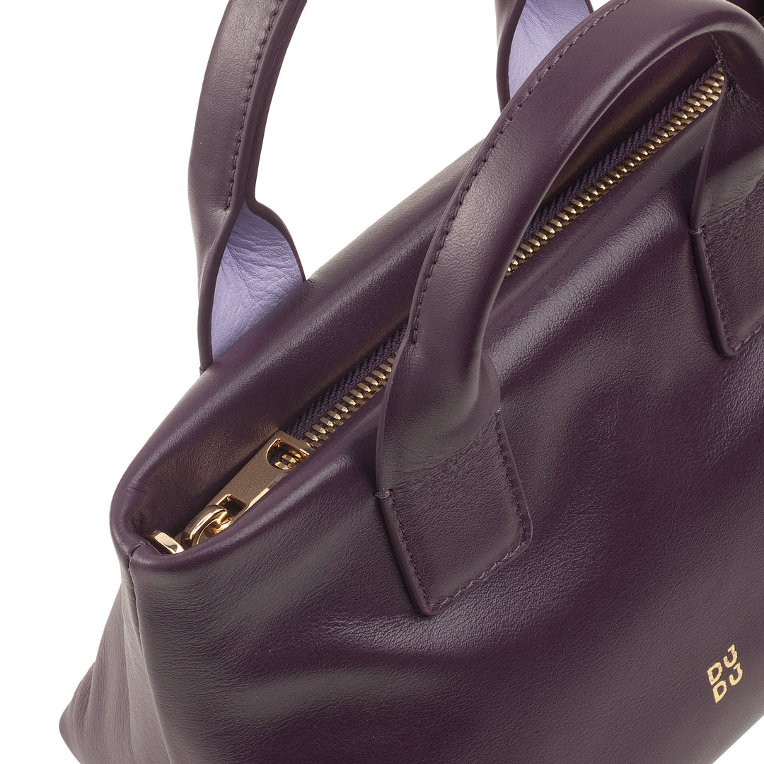 DUDU kleine damesschoudertas van echt leer, elegante avondminitas, 22 x 13 cm, dubbele handvatten, kettingschouderriem, ritssluiting