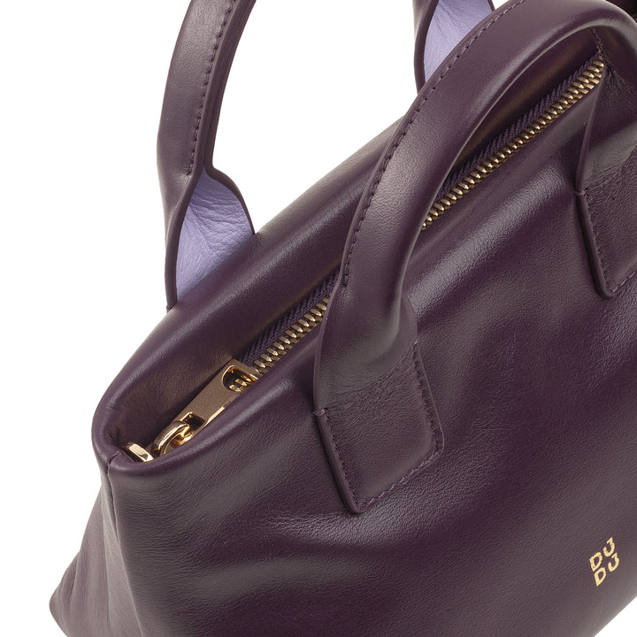 DUDU kleine damesschoudertas van echt leer, elegante avondminitas, 22 x 13 cm, dubbele handvatten, kettingschouderriem, ritssluiting