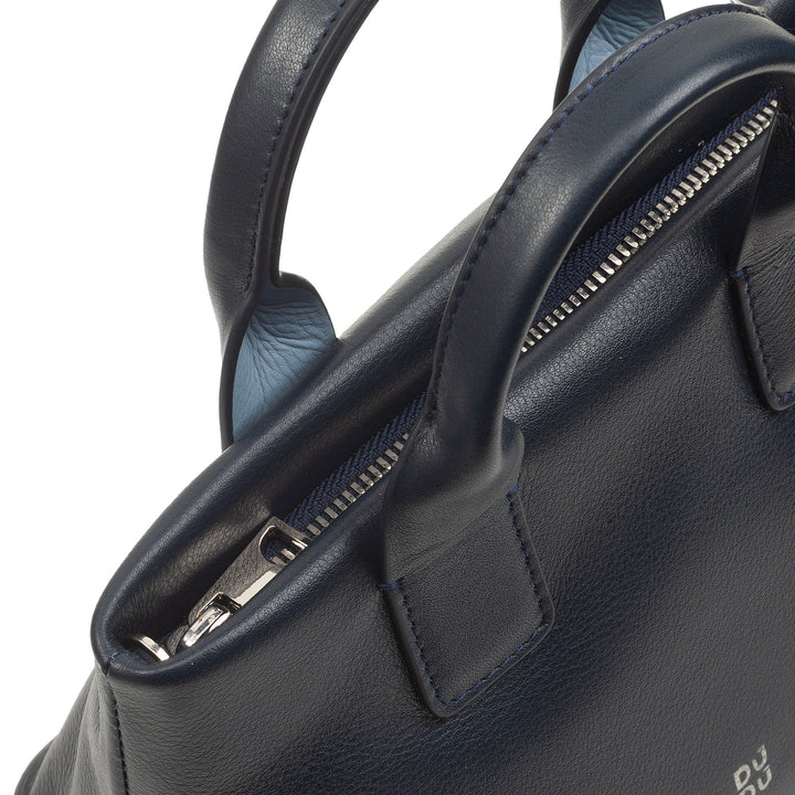 DUDU kleine damesschoudertas van echt leer, elegante avondminitas, 22 x 13 cm, dubbele handvatten, kettingschouderriem, ritssluiting