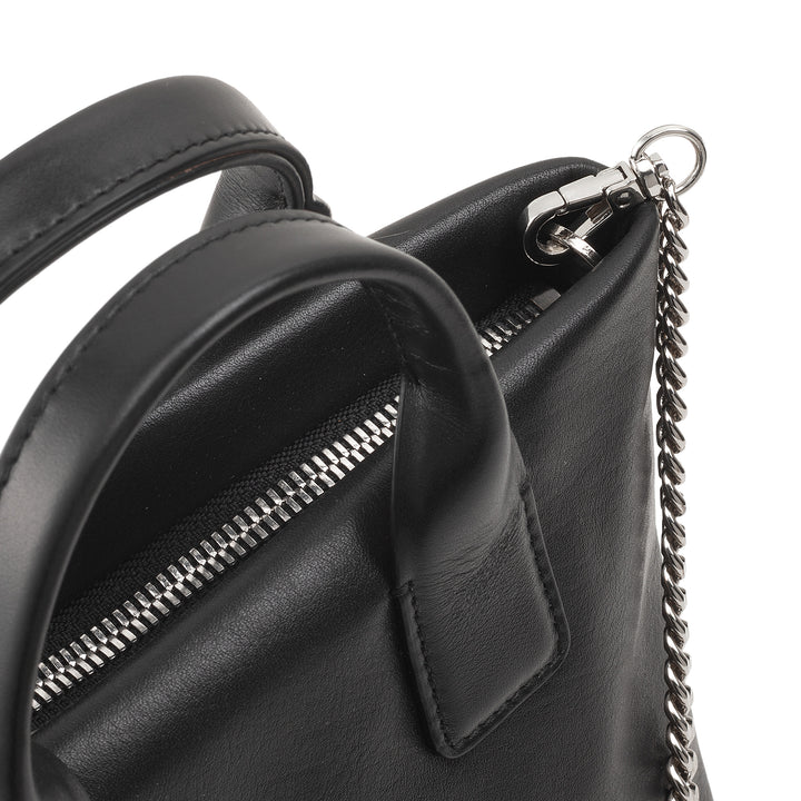 DUDU kleine damesschoudertas van echt leer, elegante avondminitas, 22 x 13 cm, dubbele handvatten, kettingschouderriem, ritssluiting