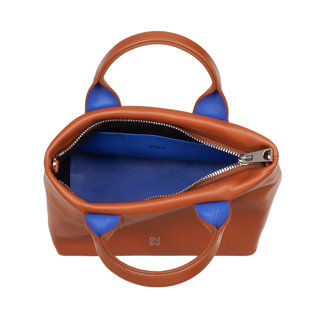 DUDU kleine damesschoudertas van echt leer, elegante avondminitas, 22 x 13 cm, dubbele handvatten, kettingschouderriem, ritssluiting