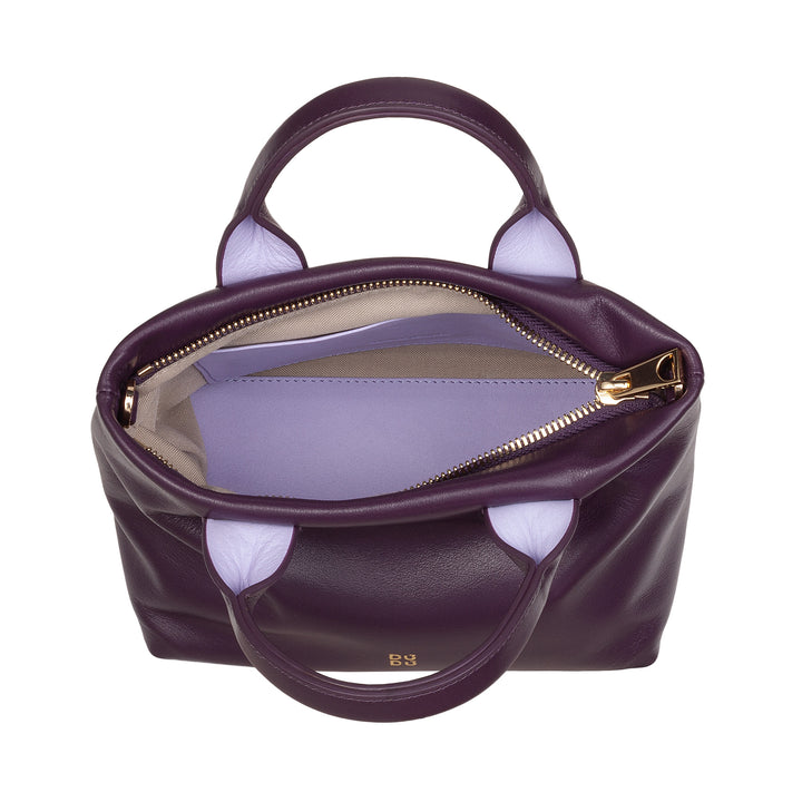 DUDU kleine damesschoudertas van echt leer, elegante avondminitas, 22 x 13 cm, dubbele handvatten, kettingschouderriem, ritssluiting