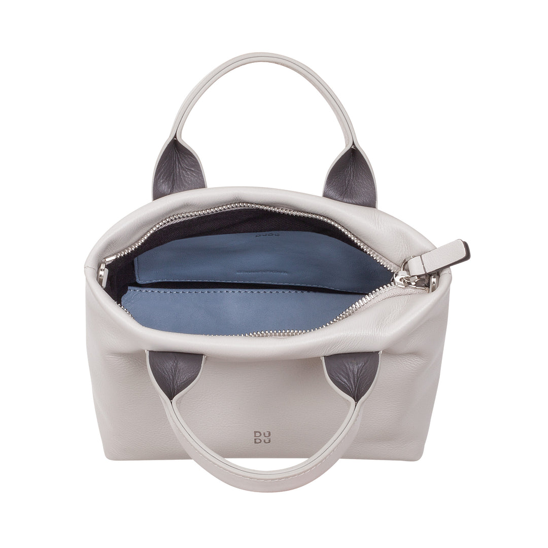 DUDU kleine damesschoudertas van echt leer, elegante avondminitas, 22 x 13 cm, dubbele handvatten, kettingschouderriem, ritssluiting