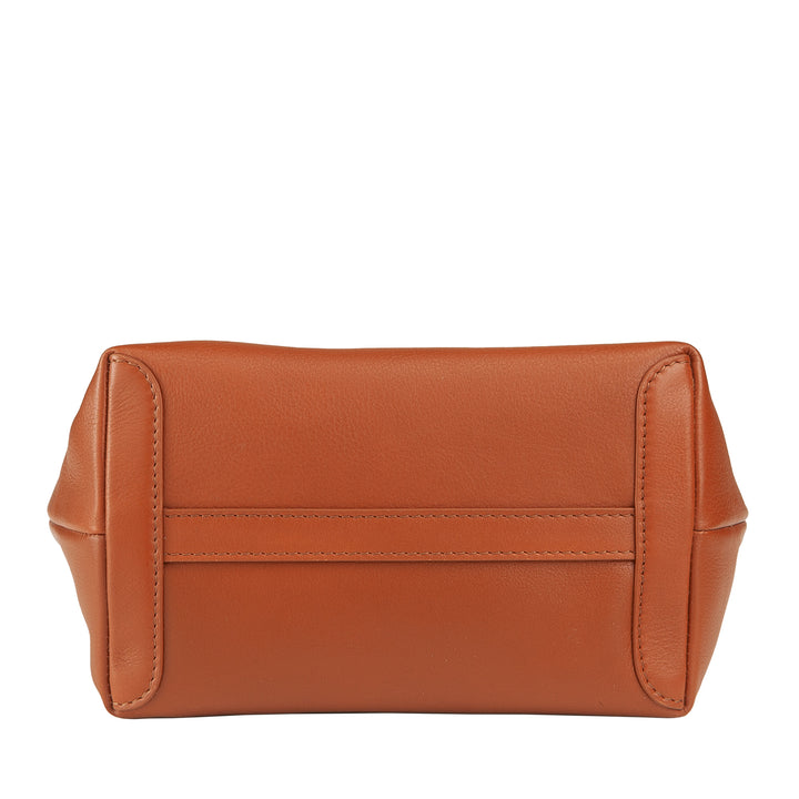 DUDU kleine damesschoudertas van echt leer, elegante avondminitas, 22 x 13 cm, dubbele handvatten, kettingschouderriem, ritssluiting