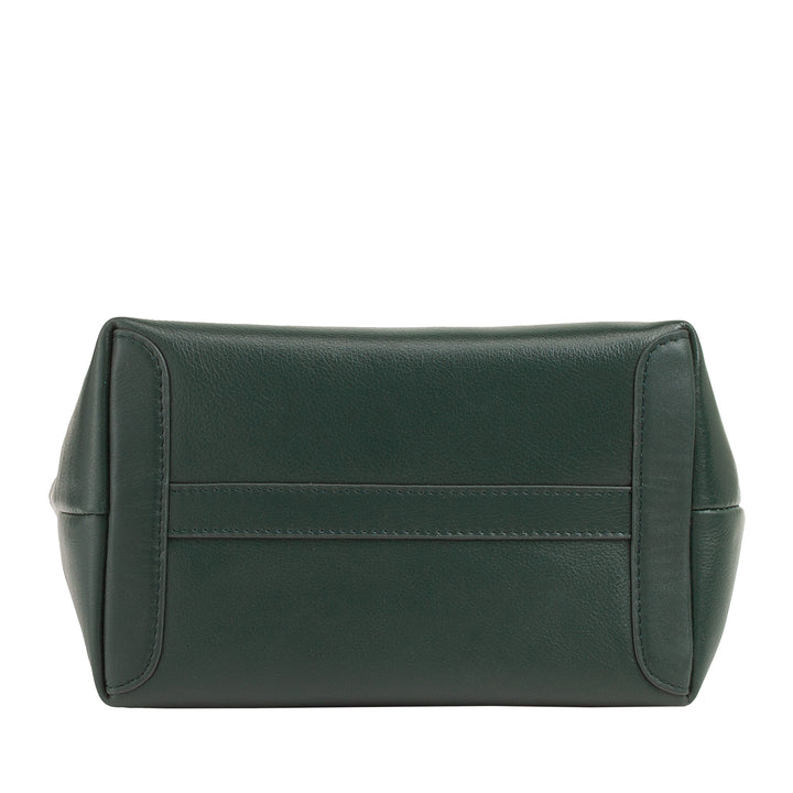 DUDU Small Women's Shoulder Bag in Genuine Leather, Elegant Evening Mini Bag, 22 x 13 cm, Double Handles, Chain Shoulder Strap, Zip Closure