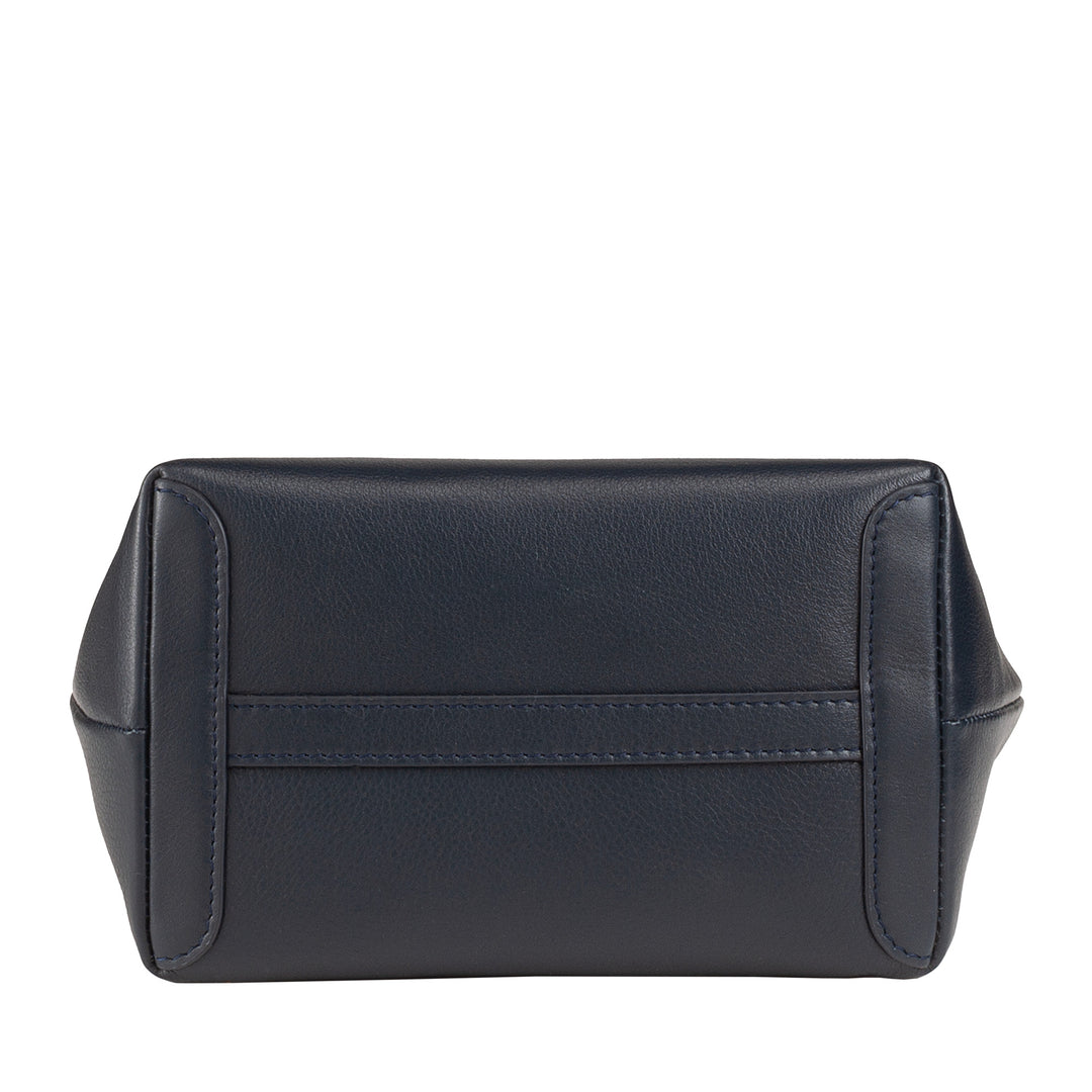 DUDU kleine damesschoudertas van echt leer, elegante avondminitas, 22 x 13 cm, dubbele handvatten, kettingschouderriem, ritssluiting