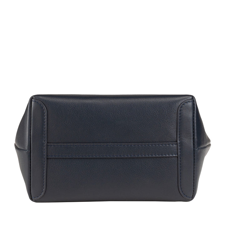 DUDU kleine damesschoudertas van echt leer, elegante avondminitas, 22 x 13 cm, dubbele handvatten, kettingschouderriem, ritssluiting