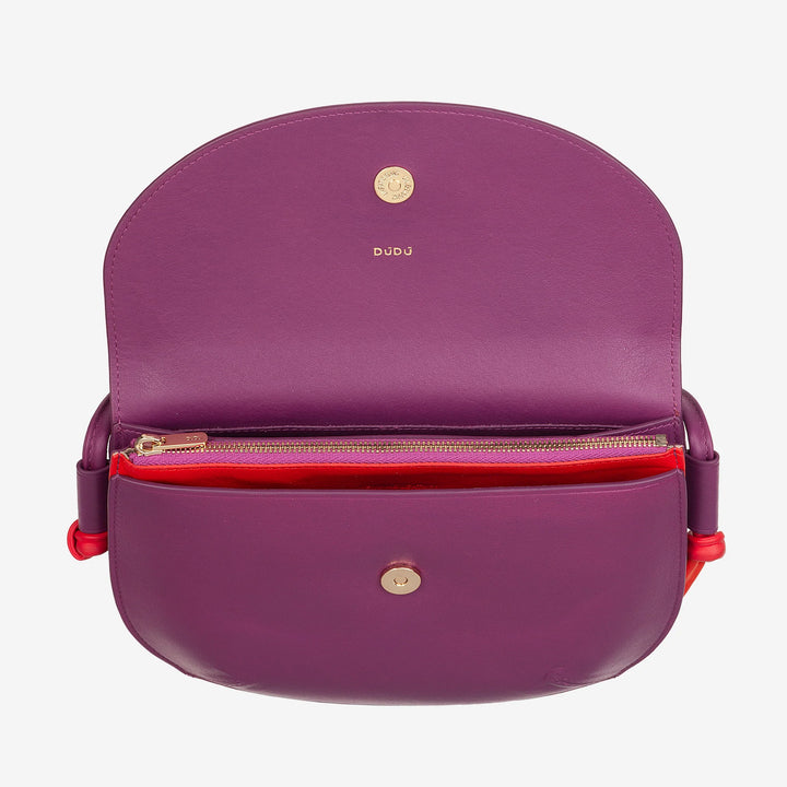 DUDU Skuldertaske til kvinder med klap i ægte læder, lille skuldertaske med magnetisk knapklap, håndtaske