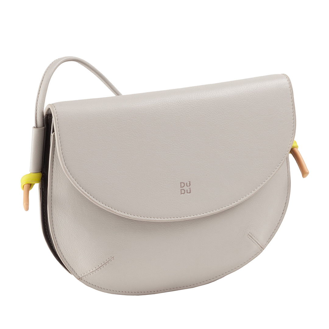 DUDU Borsa Donna a Tracolla con Patta in Vera Pelle, Piccola Borsetta a Spalla con Pattina a Bottone Magnetico, Borsa