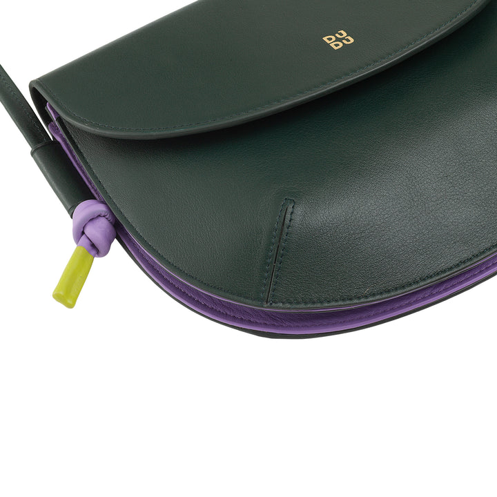 DUDU Damen Umhängetasche mit Klappe aus echtem Leder, kleine Umhängetasche mit magnetischer Knopfklappe, Handtasche