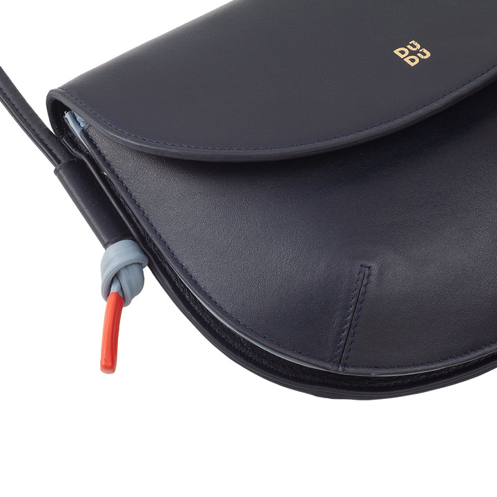 DUDU Women's Shoulder Bag with Flap in Genuine Leather, Small Shoulder Bag with Magnetic Button Flap, Handbag