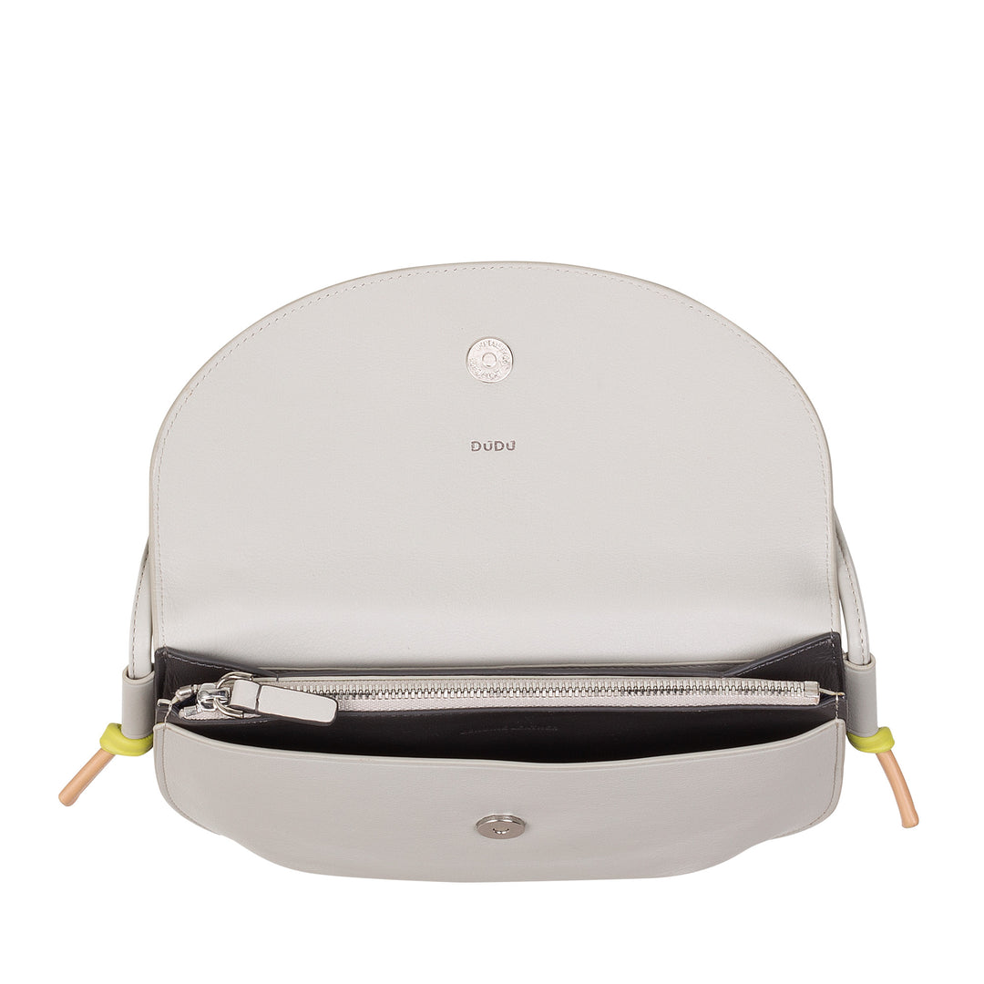 DUDU Borsa Donna a Tracolla con Patta in Vera Pelle, Piccola Borsetta a Spalla con Pattina a Bottone Magnetico, Borsa