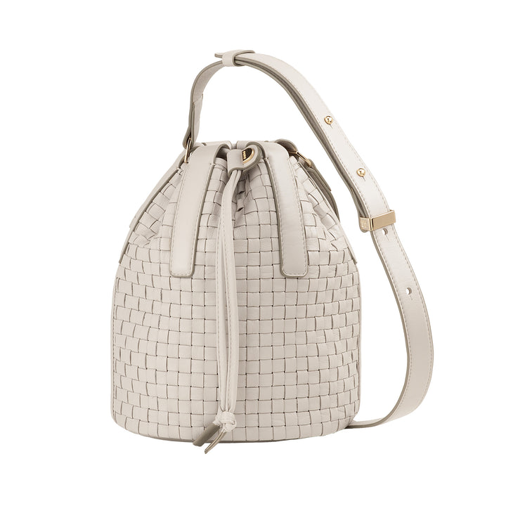 Γυναικεία τσάντα μεγάλου κουβά DUDU από υφαντό δέρμα - Κομψή τσάντα ώμου χιαστί με ρυθμιζόμενο ιμάντα ώμου, κορδόνι και εσωτερικό συμπλέκτη - Casual Chic Artisan Style for Work Leisure