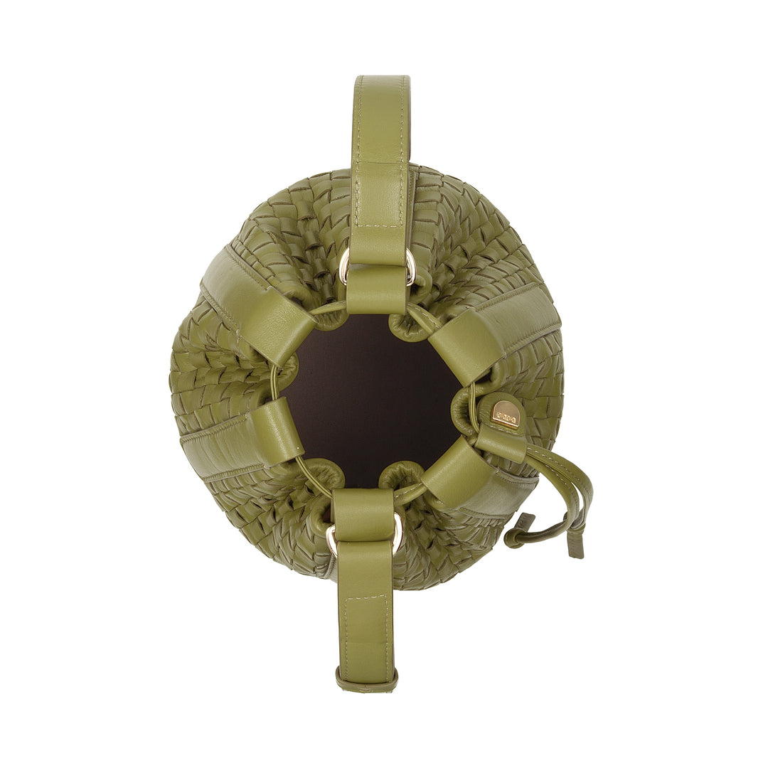 DUDU Women's Large Bucket Bag in Woven Leather - Elegant Crossbody Shoulder Bag with Adjustable Shoulder Strap, Drawstring and Internal Clutch - Casual Chic Artisan Style for Work Leisure