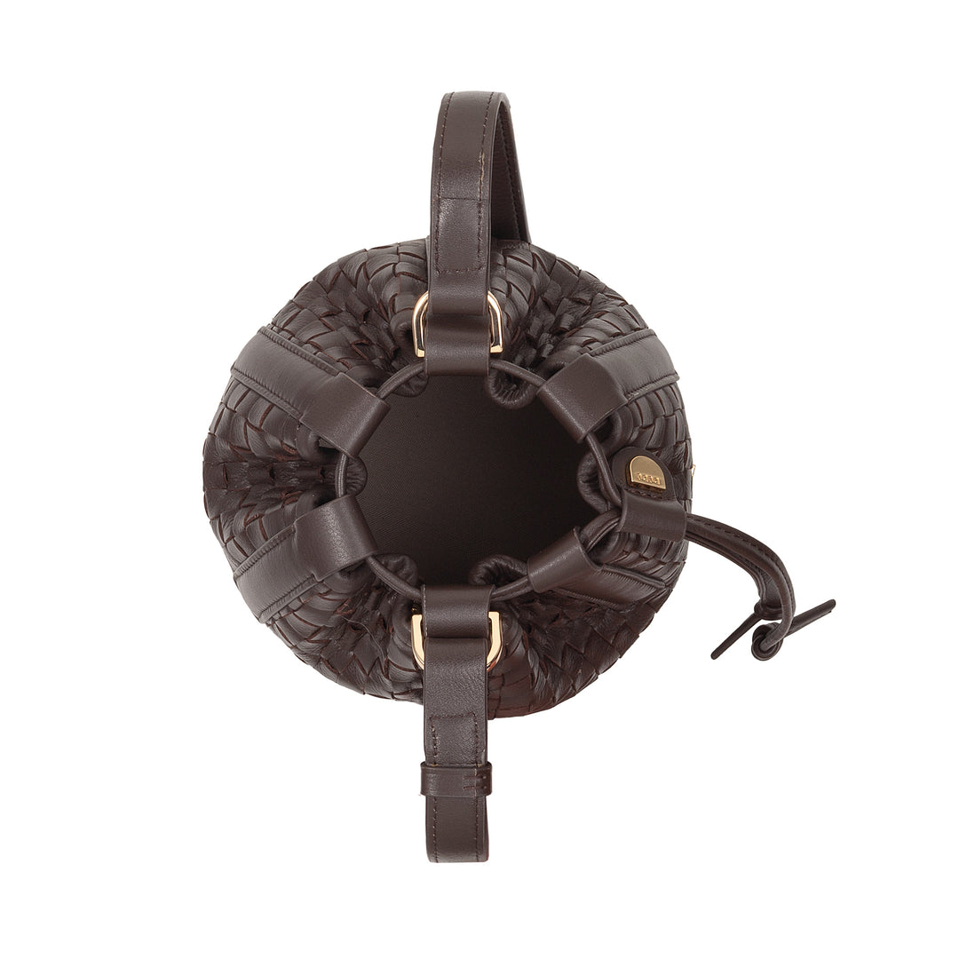 DUDU Woven Leather Bucket Bag - Small Women's Handbag with Adjustable Shoulder Strap, Drawstring and Internal Clutch, Elegant and Craftsmanship