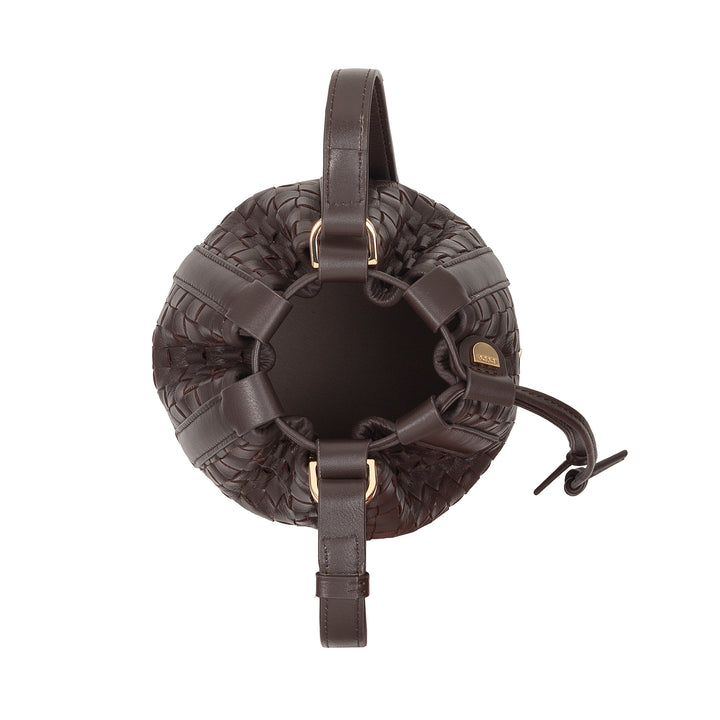 DUDU Woven Leather Bucket Bag - Small Women's Handbag with Adjustable Shoulder Strap, Drawstring and Internal Clutch, Elegant and Craftsmanship