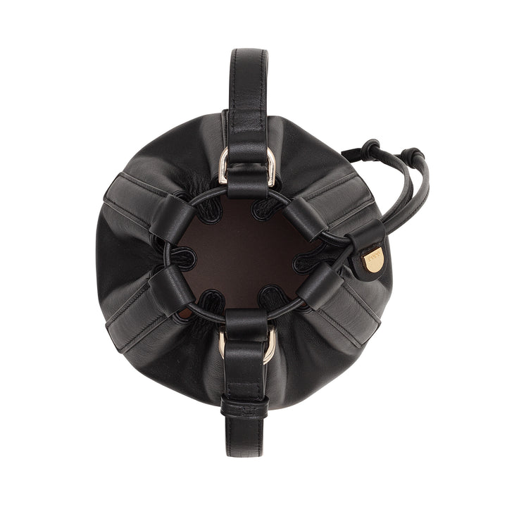 DUDU Women's Small Bucket Bag in Genuine Leather with Adjustable Shoulder Strap and Drawstring Closure - Elegant and Compact Shoulder Bag with Drawstring, Perfect for Everyday Use