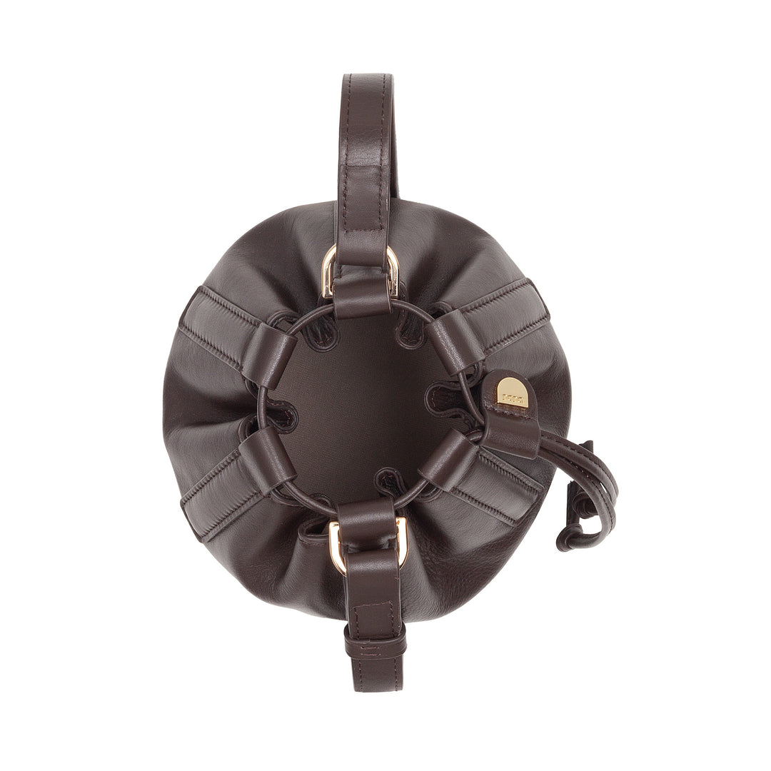 DUDU Women's Small Bucket Bag in Genuine Leather with Adjustable Shoulder Strap and Drawstring Closure - Elegant and Compact Shoulder Bag with Drawstring, Perfect for Everyday Use