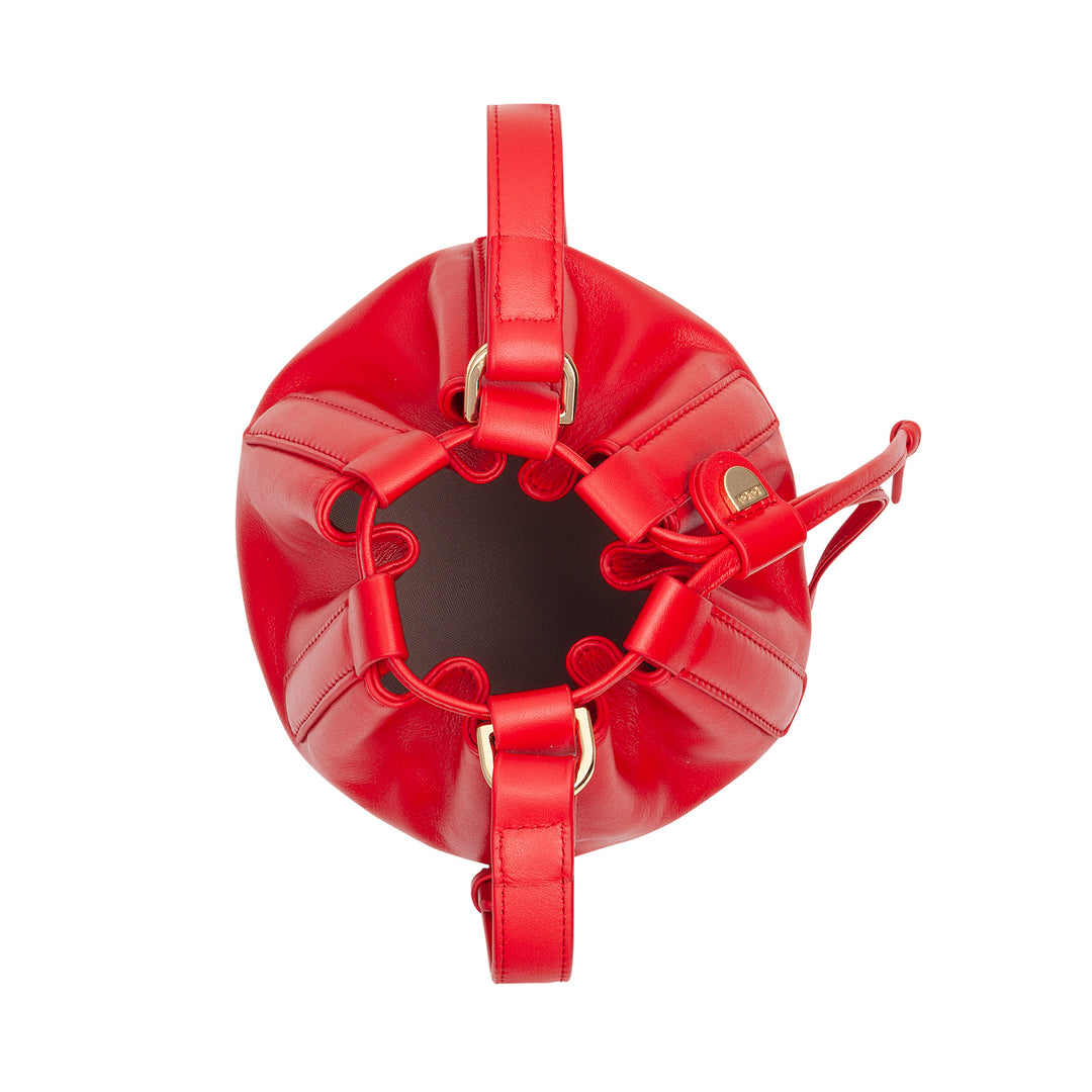 DUDU Women's Small Bucket Bag in Genuine Leather with Adjustable Shoulder Strap and Drawstring Closure - Elegant and Compact Shoulder Bag with Drawstring, Perfect for Everyday Use