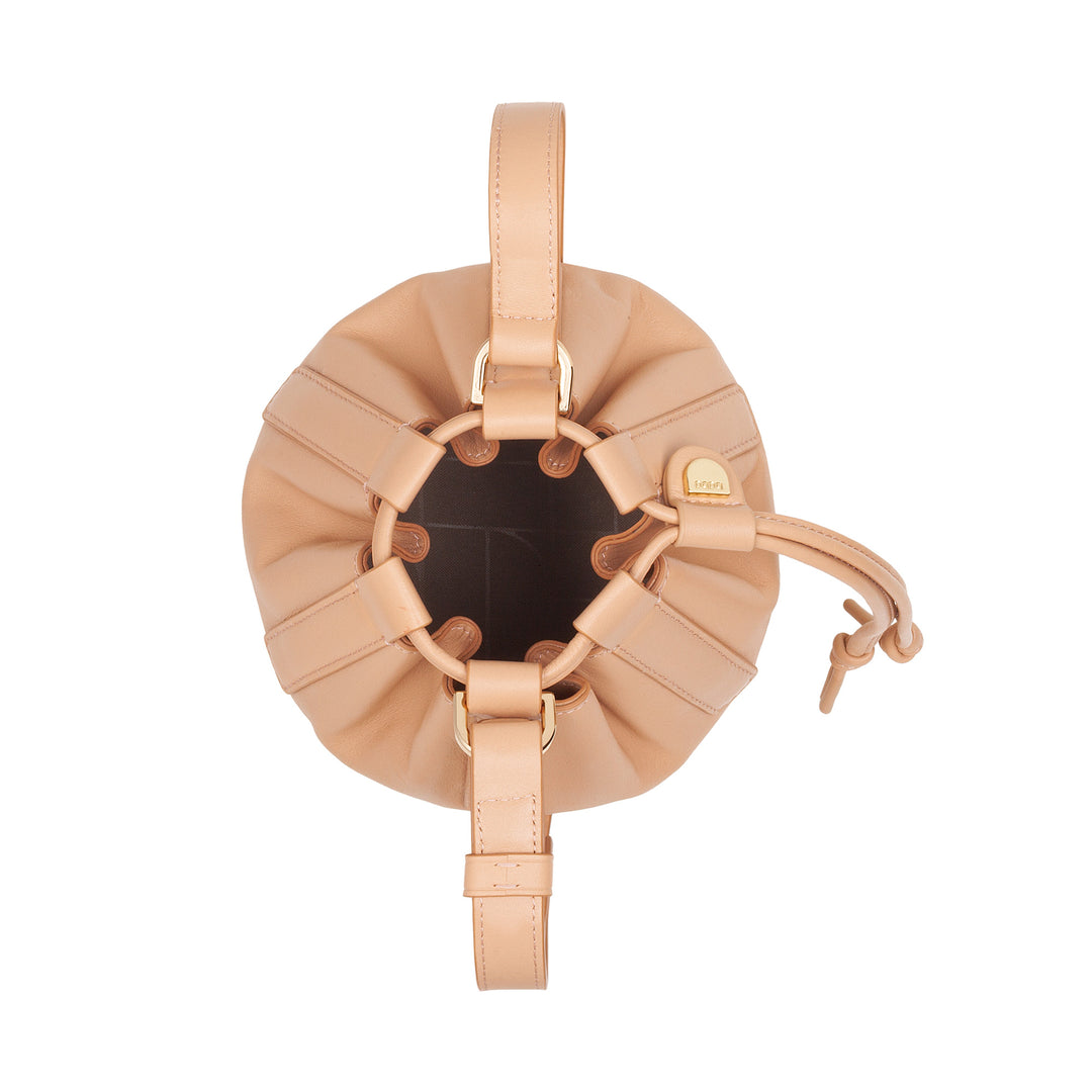 DUDU Women's Small Bucket Bag in Genuine Leather with Adjustable Shoulder Strap and Drawstring Closure - Elegant and Compact Shoulder Bag with Drawstring, Perfect for Everyday Use