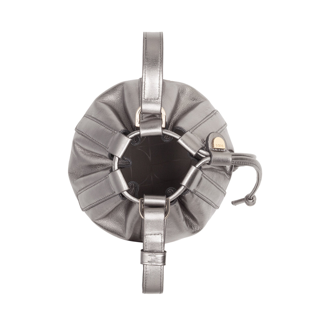 DUDU Small Bucket Bag til kvinder i ægte læder med justerbar skulderrem og snørelukning - Elegant og kompakt skuldertaske med snøre, perfekt til hverdagsbrug