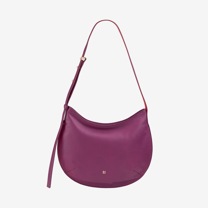 DUDU közepes női puha válltáska valódi bőrből, Hobo táska állítható vállpánttal, válltáska cipzárral